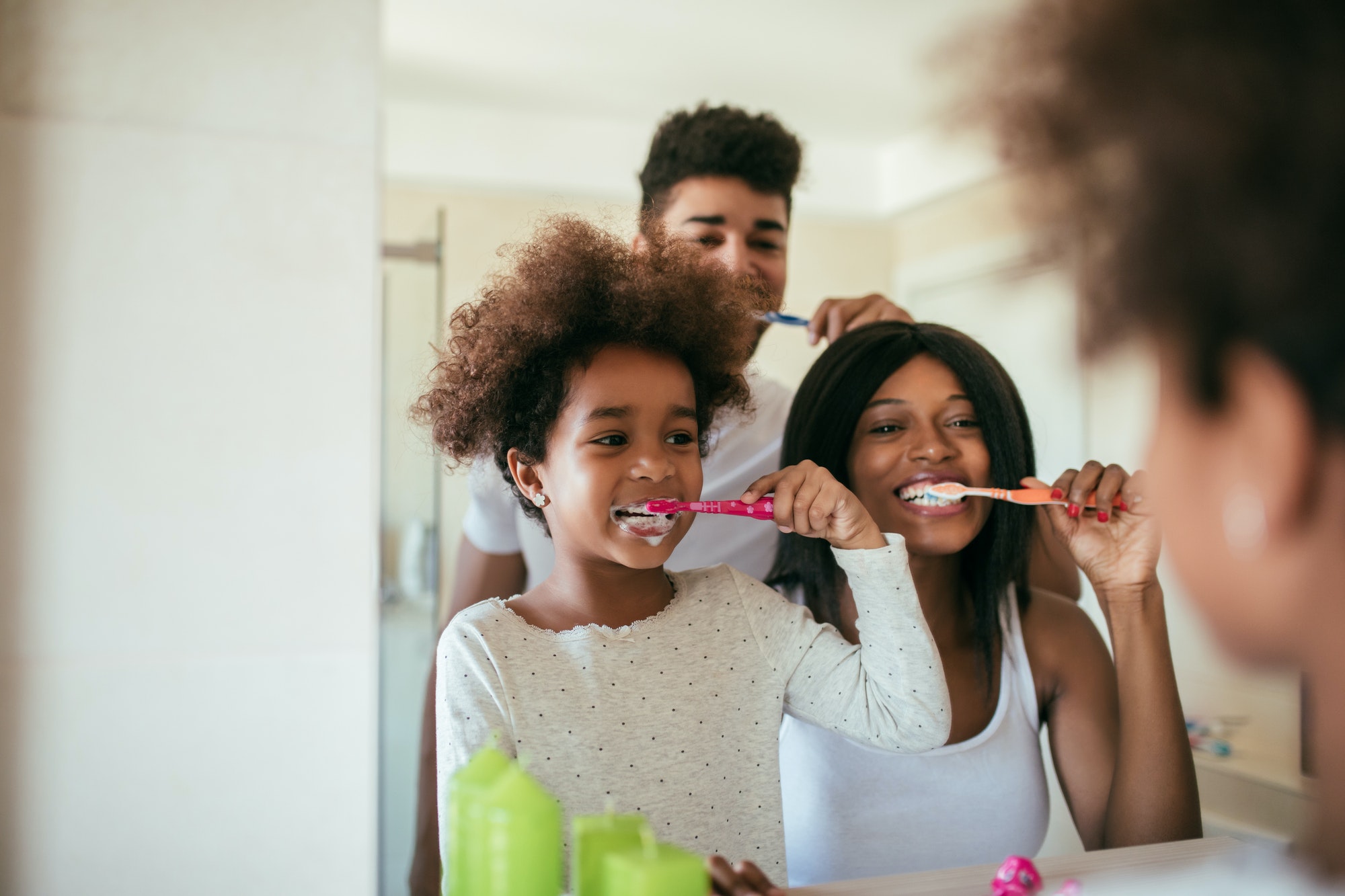 She knows how important brushing her teeth is